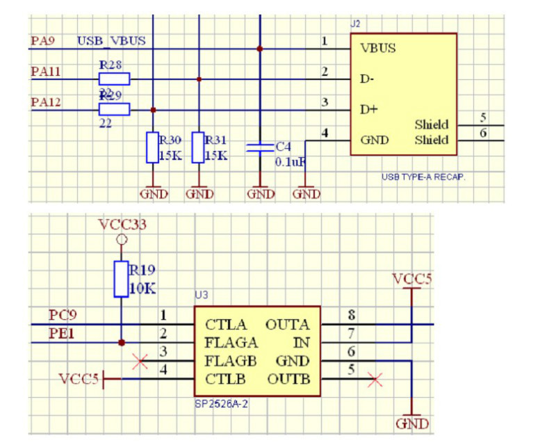 stm32f107 usb host电路图