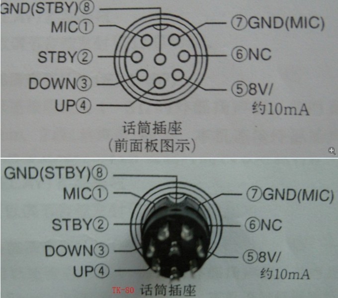 trc-80;tk-80咪头座定义(实物为话筒插头)